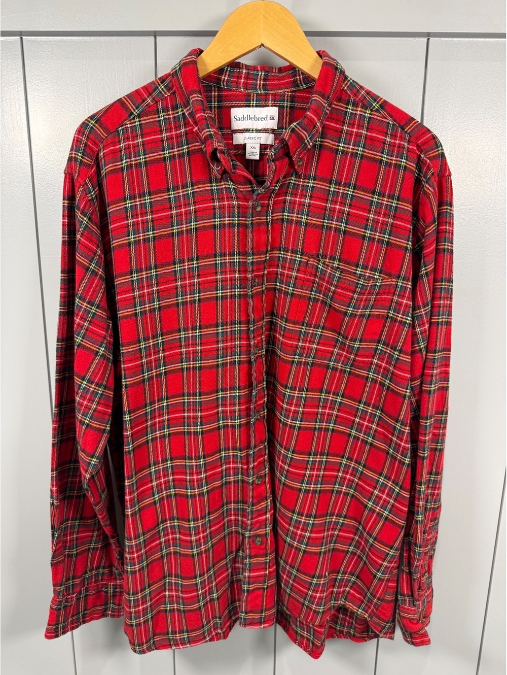 Saddlebred Christmas core gorpcore XXL Red Plaid Cotton Shirt